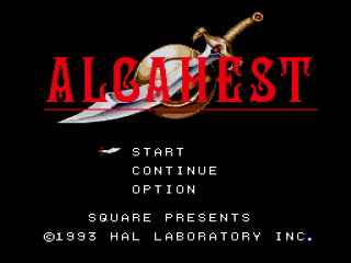 Alcahest title screen for Super Famicom
